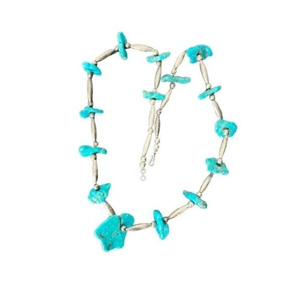 Native American Flat Turquoise Necklace - Picture 1 of 7